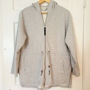Varley Victoria Hoodie Light Gray Zip-Up Hoodie Womens Small Drawstring Waist